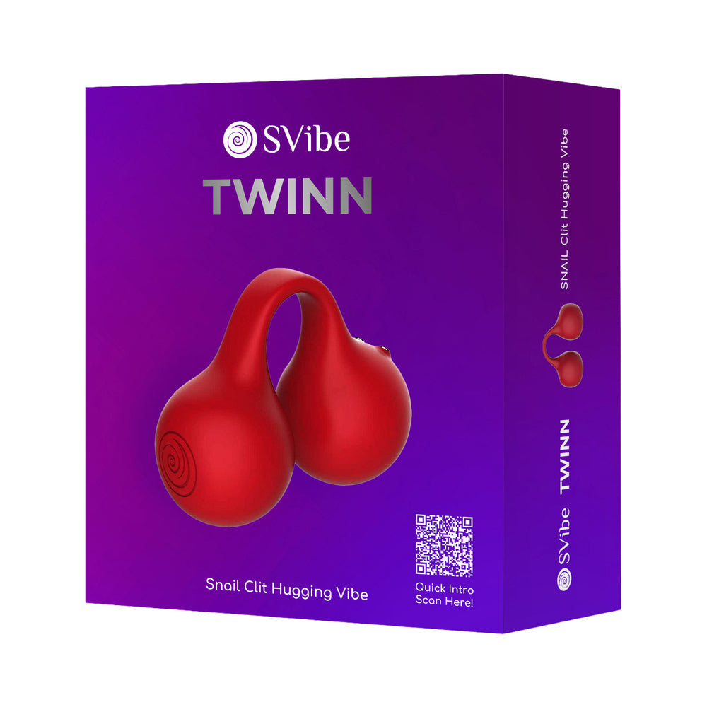 Svibe Snail Twinn Finger Vibrator Cherry product packaging featuring a vibrant red design with a sleek appearance.