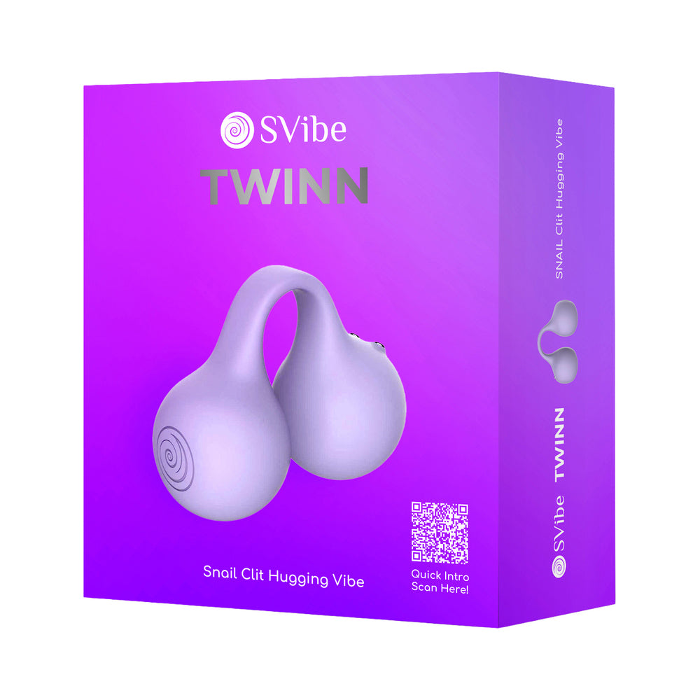 Svibe Snail Twinn Finger Vibrator Lilac App-enabled packaging with vibrant colors and product details.