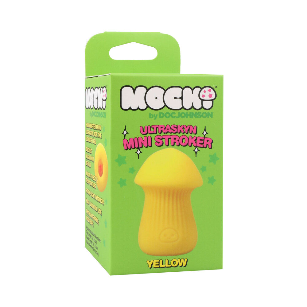 Mochi ULTRASKYN Mini Stroker Yellow packaging featuring a playful mushroom design.