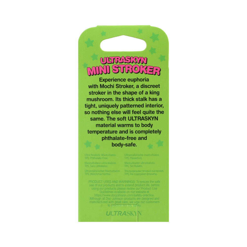 Mochi ULTRASKYN Mini Stroker Yellow packaging highlighting details and features.