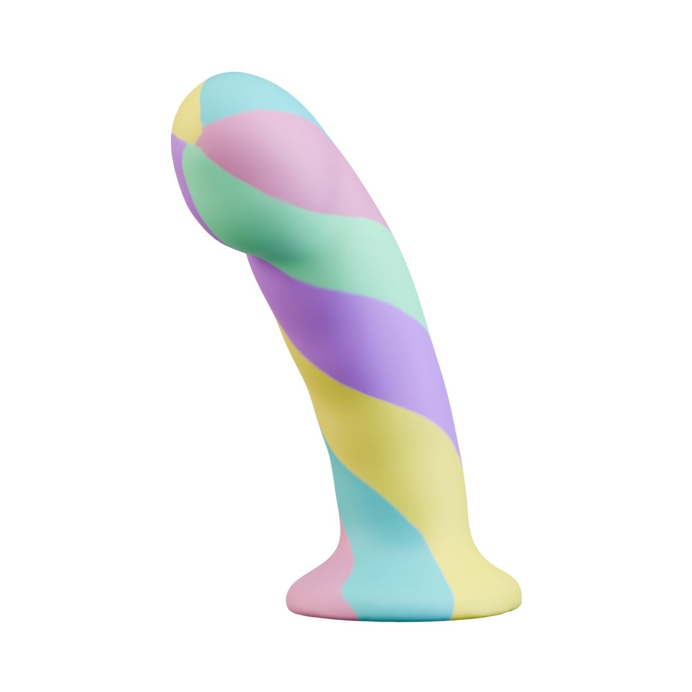 Avant Daydream Silicone Dildo in pastel colors with a unique spiral design for body-focused stimulation.