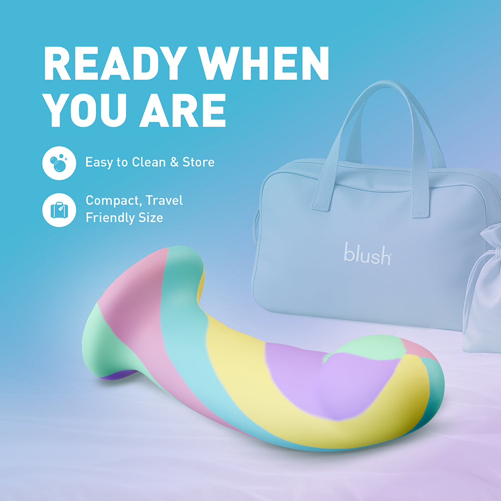 Avant Daydream Silicone Dildo, colorful and ergonomic, with a travel bag, easy to clean and store.