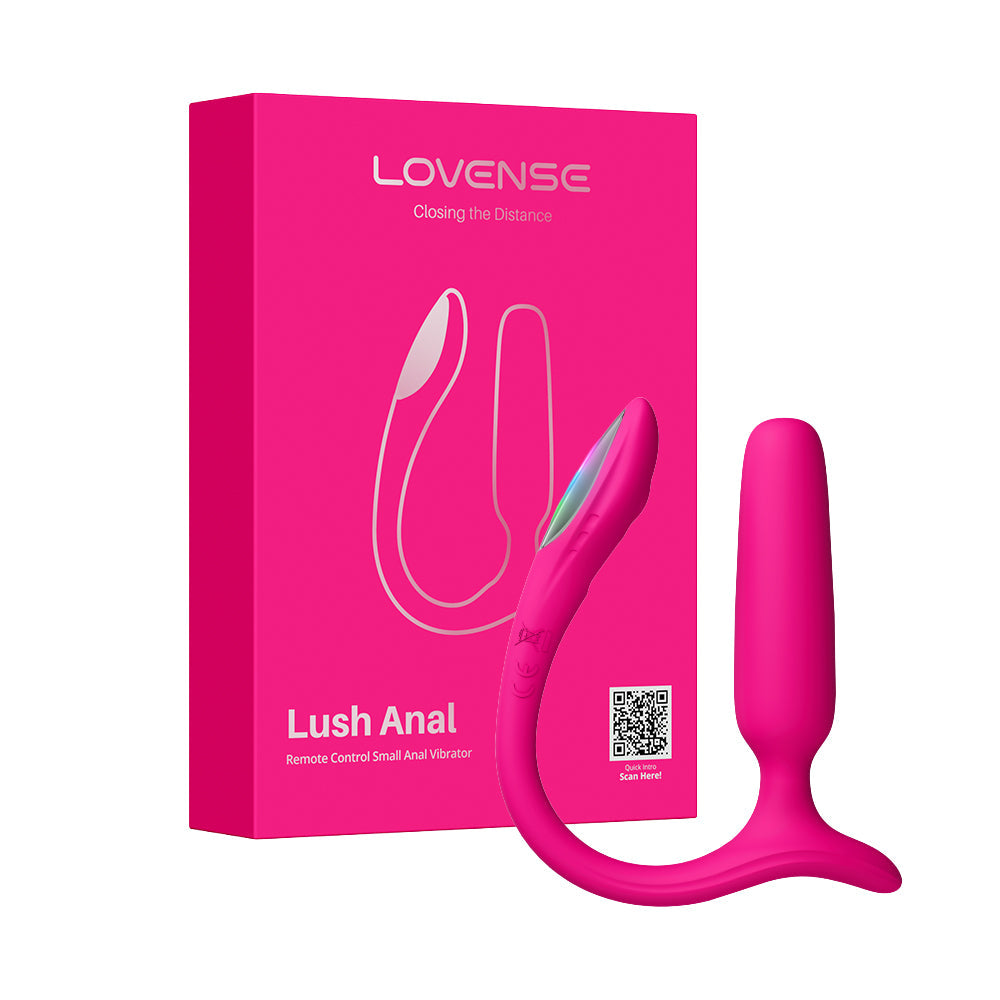 Lovense Lush Anal App-Controlled Compact Powerful Butt Plug with packaging and product design visible.