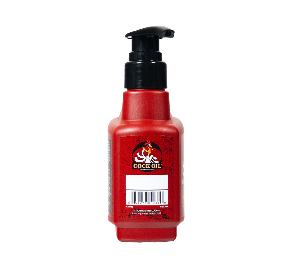 Cock Oil Water-Based Lubricant Pump Bottle 10 Oz in a red pump bottle design for pleasure and safety.