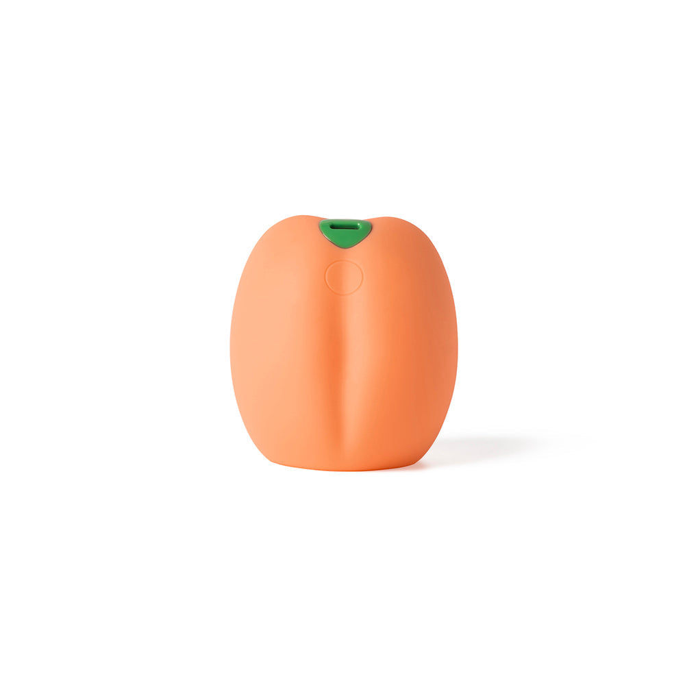 Emojibator Peach Vibrating Stroker, a compact vibrating sleeve in the shape of a peach, offering smooth stimulation.