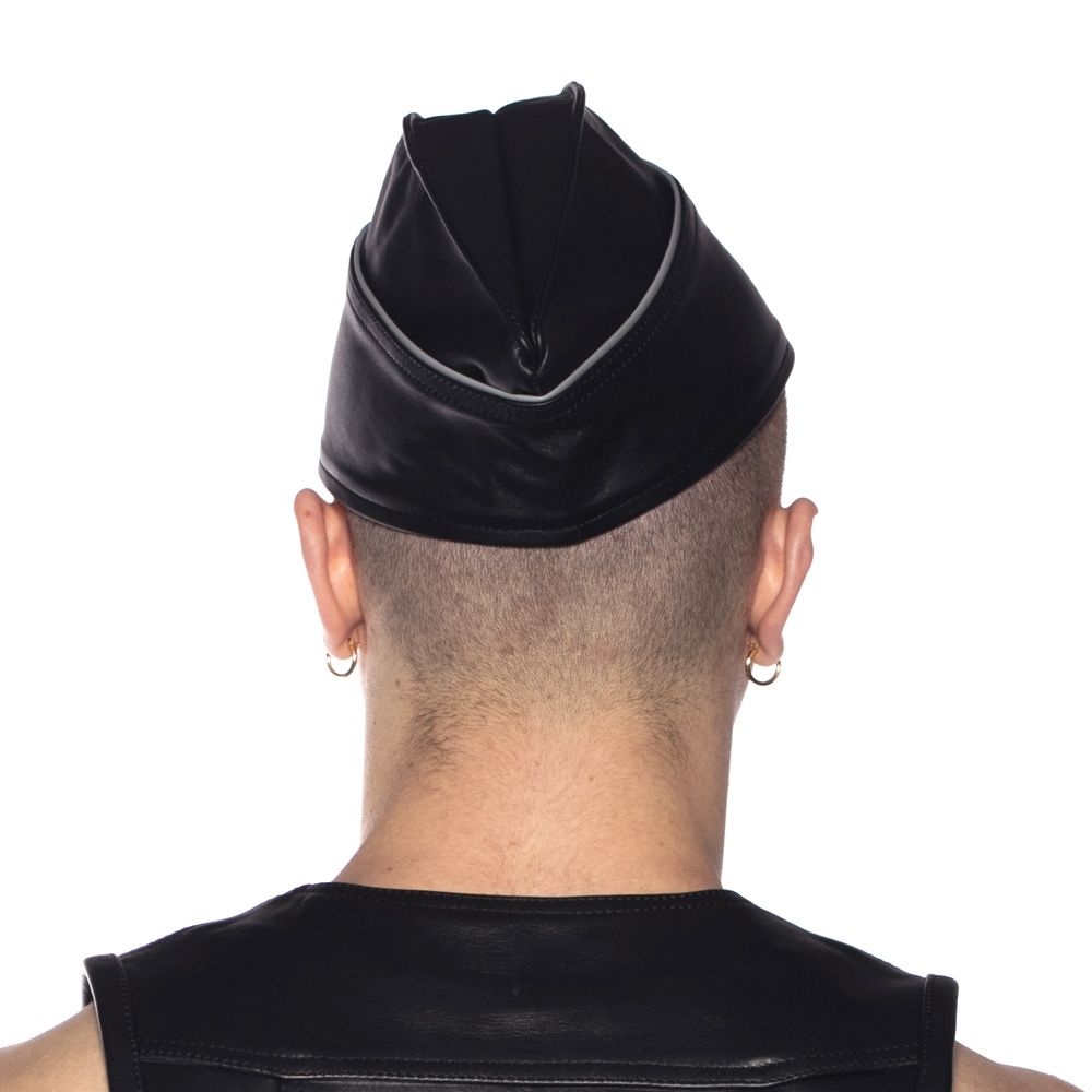 Prowler RED Triangle Cap Grey Large 59 cm worn stylishly, showcasing the military-inspired design from the back.