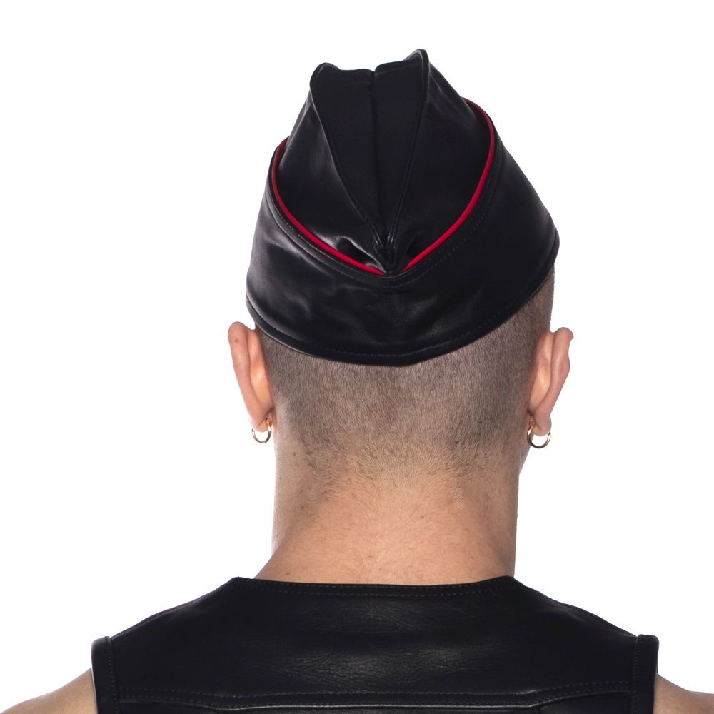 Prowler RED Triangle Cap Medium 57 cm Black and Red worn from the back, showcasing its unique design.