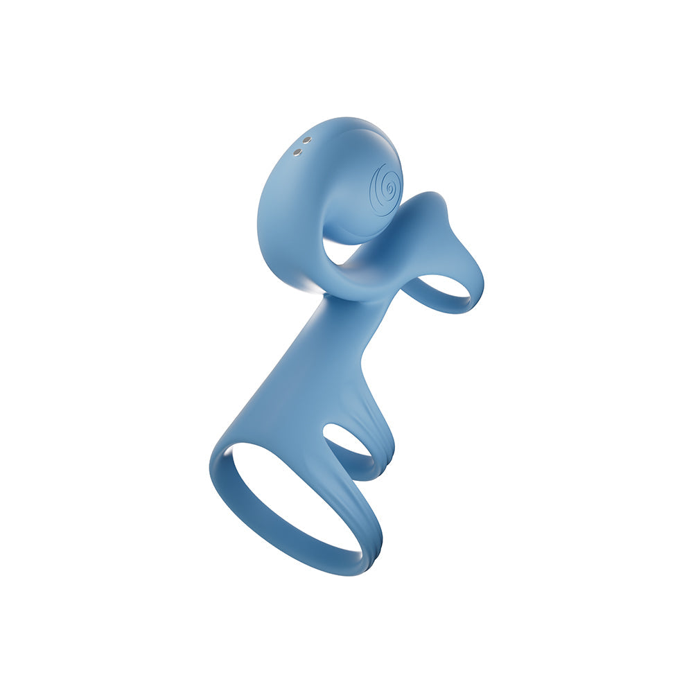 SVibe Snail JOVI Arc Couples Ring Vibrator Blue Haze in a blue tone showcasing its unique ergonomic design.