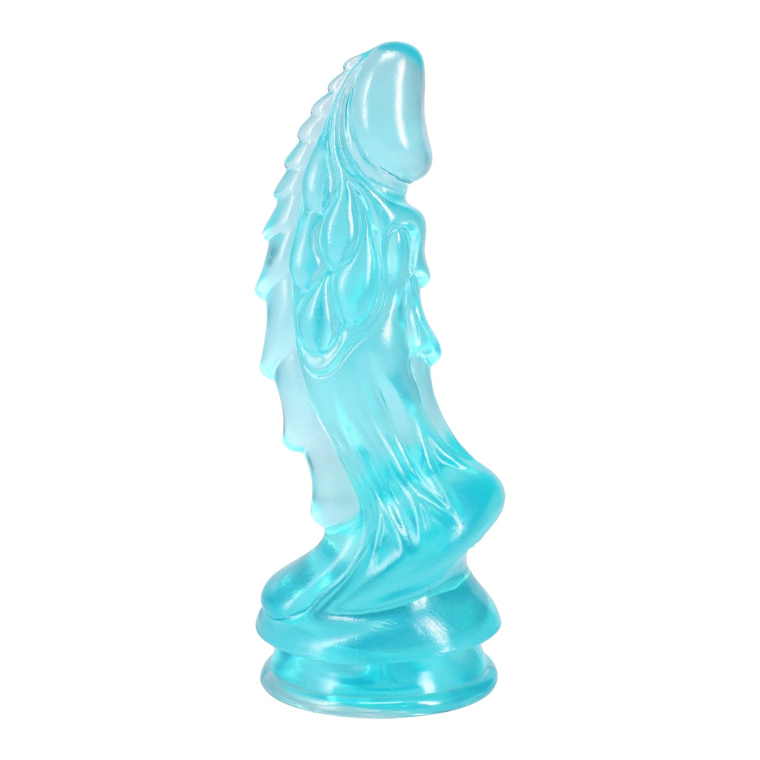 Crystal Jellies Invader 8.5 inch Dildo Teal in a translucent design, showcasing its unique ridges and textures.