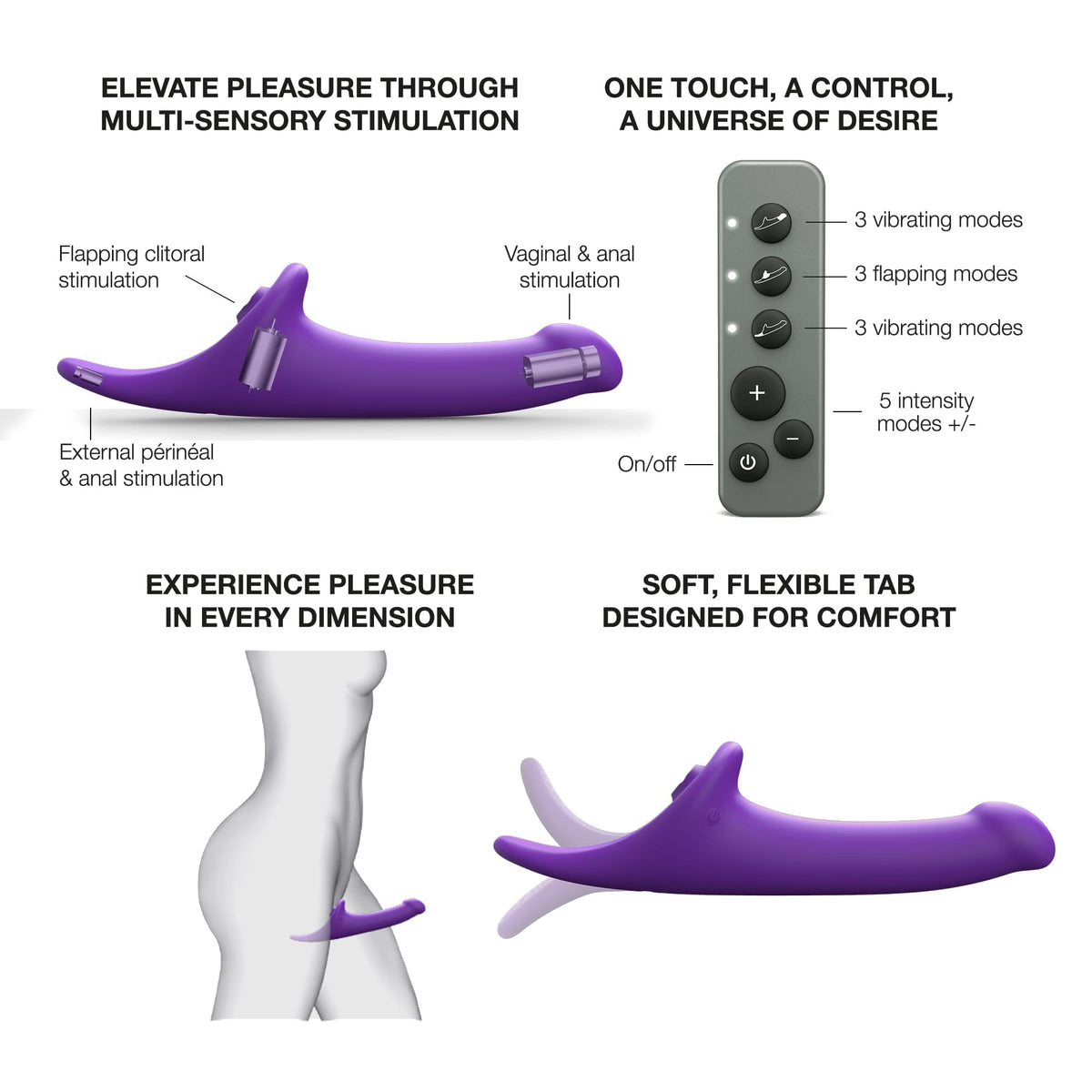 Strap-on-me Multi Orgasm Dildo Medium Purple offers multi-sensory stimulation for enhanced pleasure and comfort.