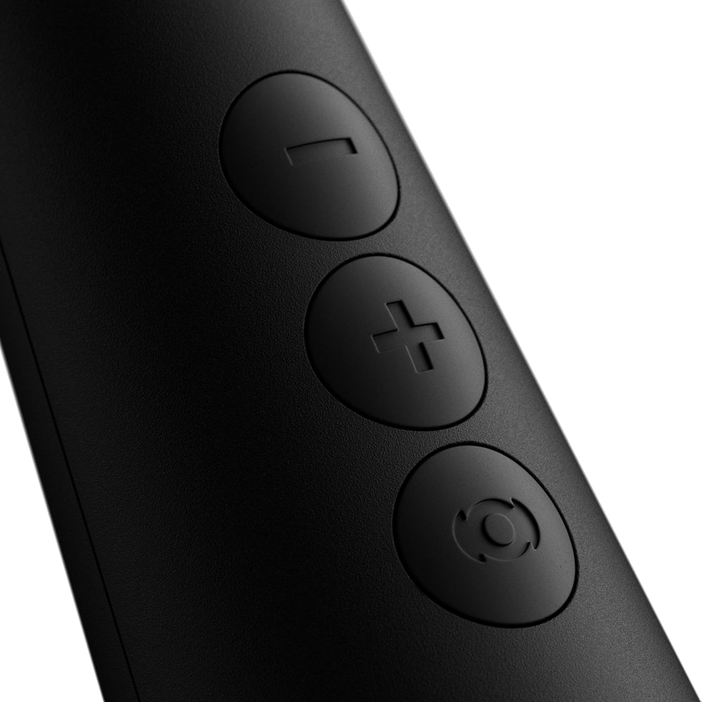 Close-up of buttons on the Doxy Original Massager Wand Massager Black, showcasing its user-friendly controls.