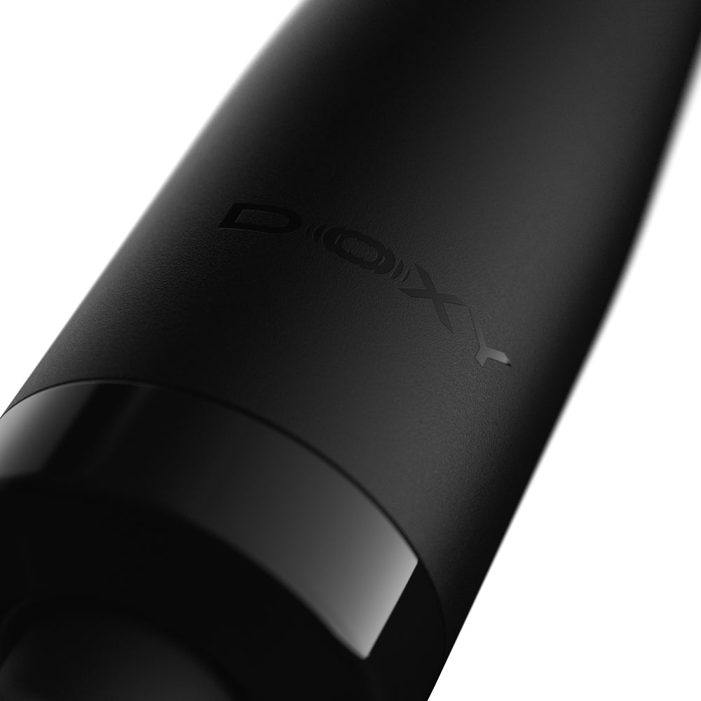 Close-up of Doxy Original Massager Wand Massager Black showcasing sleek design and Doxy branding.