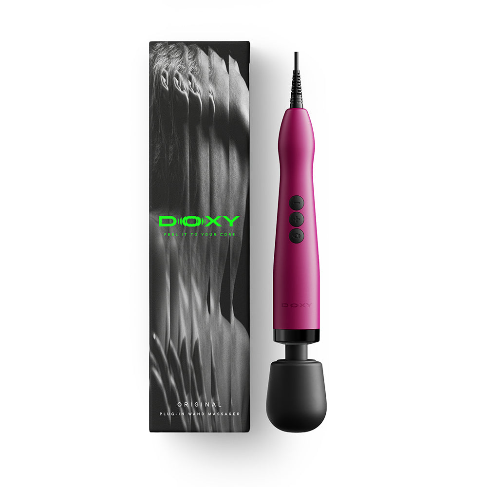 Doxy Original Massager Wand Massager Pink showcased with stylish packaging for powerful relaxation and satisfaction.