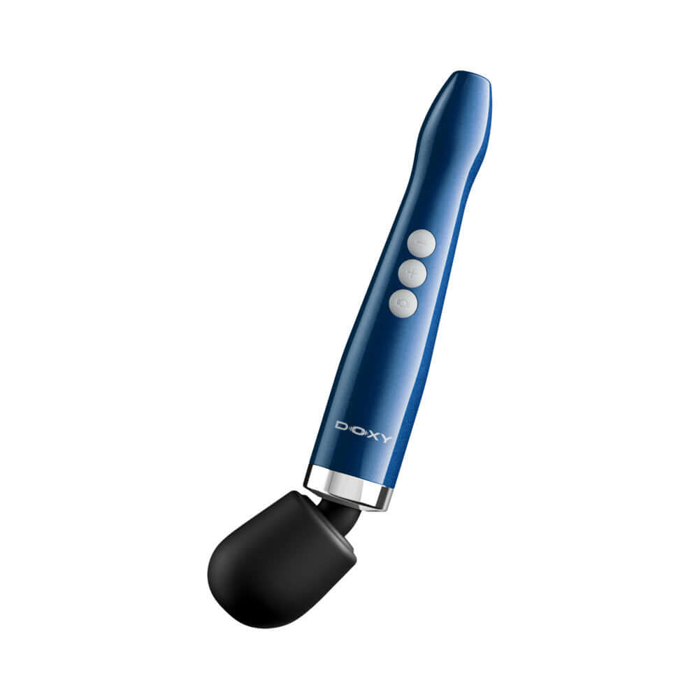 Doxy Die Cast Compact Cordless Wand Massager Blue featuring ergonomic design and multiple settings for optimal comfort.