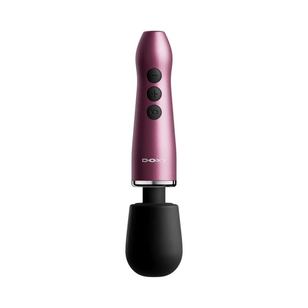 Doxy Go Travel-sized Wand Massager Pink designed for travel, featuring anodized aluminum and powerful vibrations.