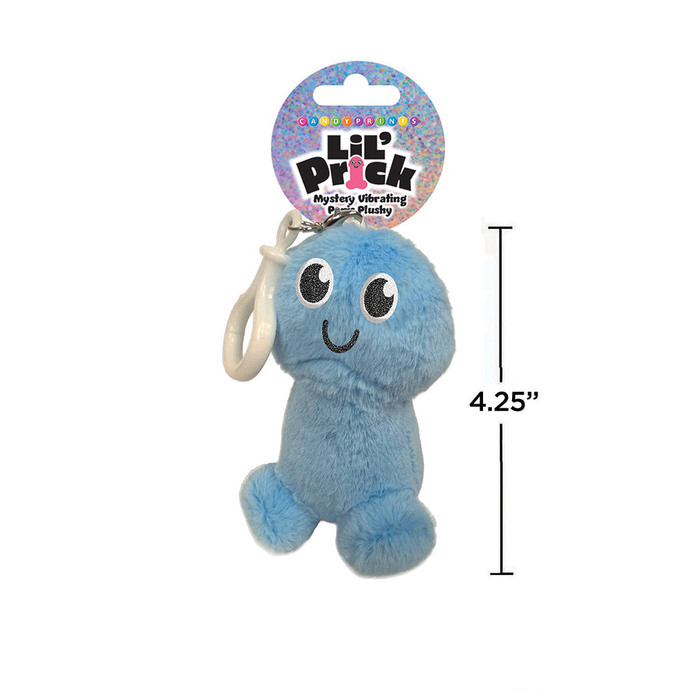 Lil Pricks Mystery Box Individual Plush Penis Keychain in soft blue plush, featuring a cute smiley face.