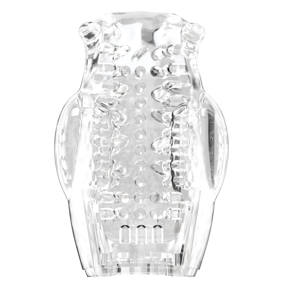 Adam & Eve Pleasure Pro 3000 Thrusting Vibro Stroker clear sleeve showing detailed texture and design.