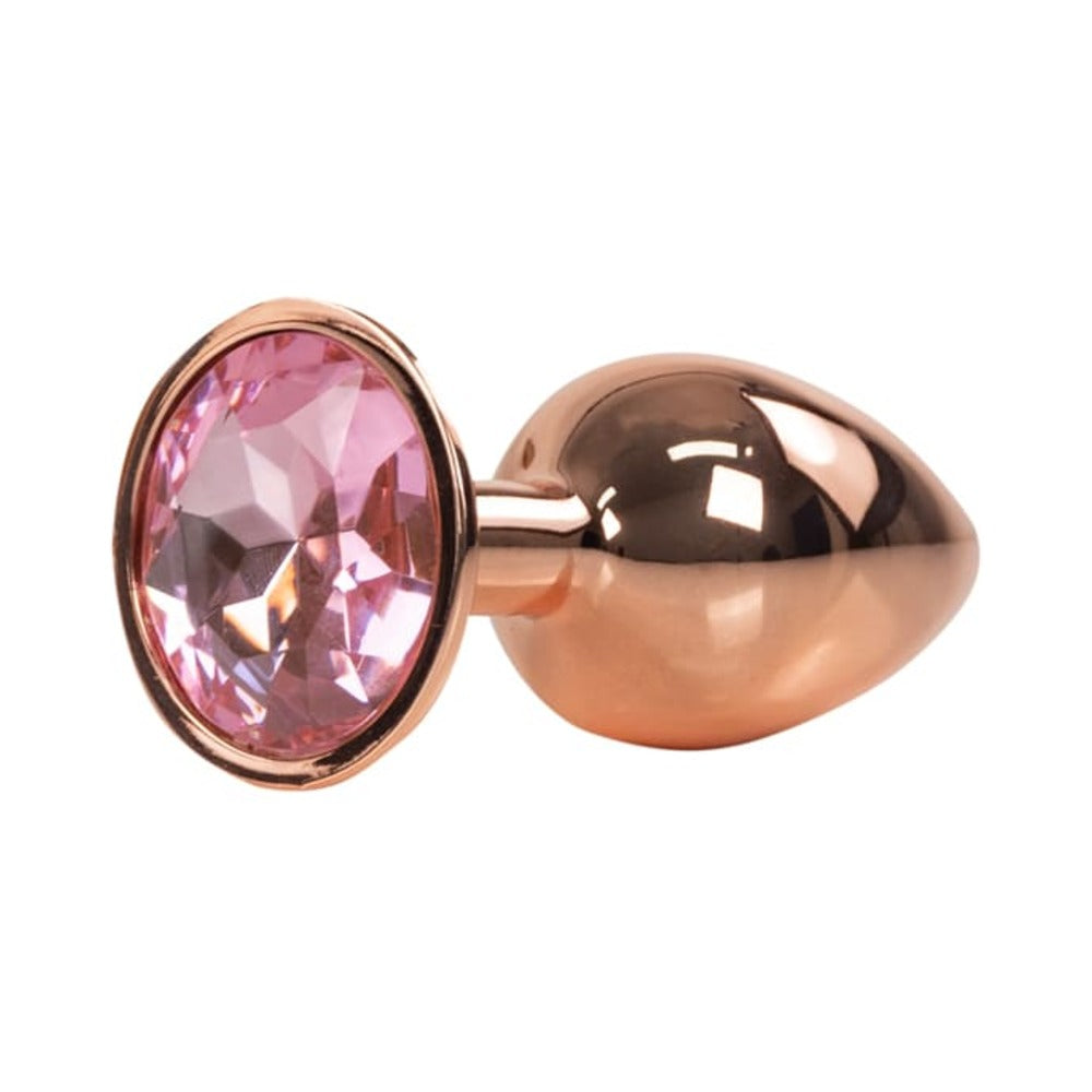 Camtoyz Cobalt Anal Plug Lucio with polished metal finish and pink gem-accented base for elegant intimate exploration.