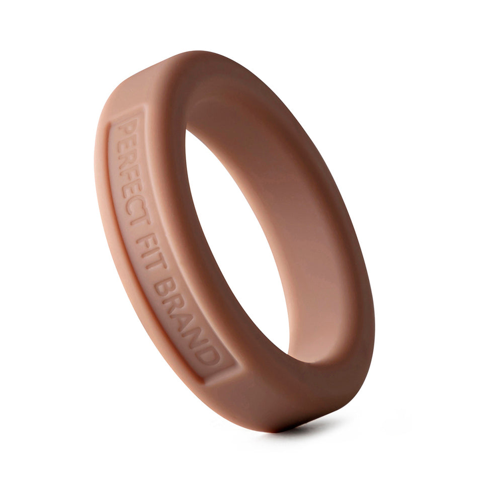 Perfect Fit Hefty 1.4 Inch Silicone Cock Ring Skintone 6 displayed on a white background.