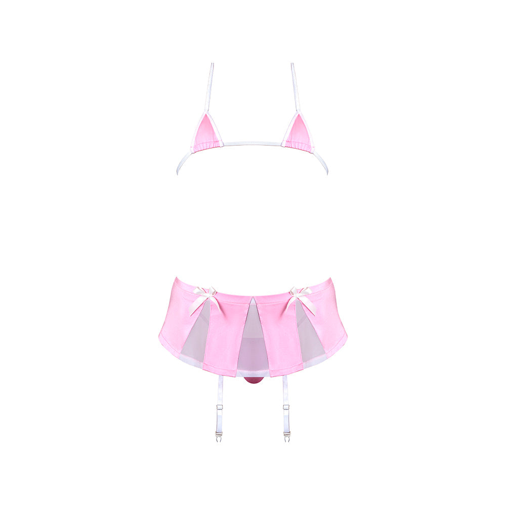 Magic Silk Half Time Honey Cheerleader Costume Pink S/M playful lingerie with pink and white details