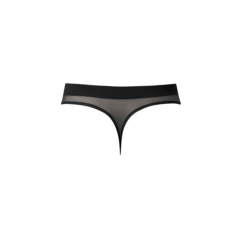 Male Power Mesh 2.0 Bong Thong Black L/XL featuring a sheer mesh design with a contoured front and minimal thong back.