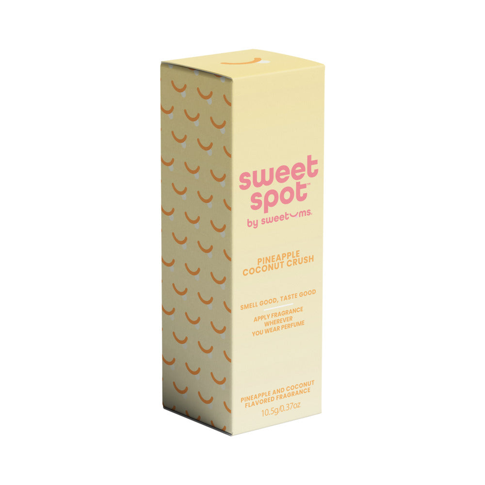Sweetums Sweet Spot Fragrance Pineapple Coconut Crush packaging with tropical design and vibrant colors.