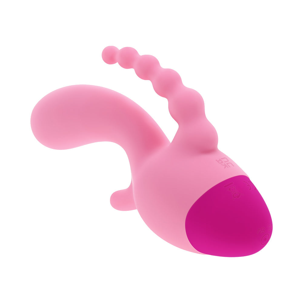 Selopa Game On 3-point Rechargeable Vibrator Pink with anal beads and ergonomic design.