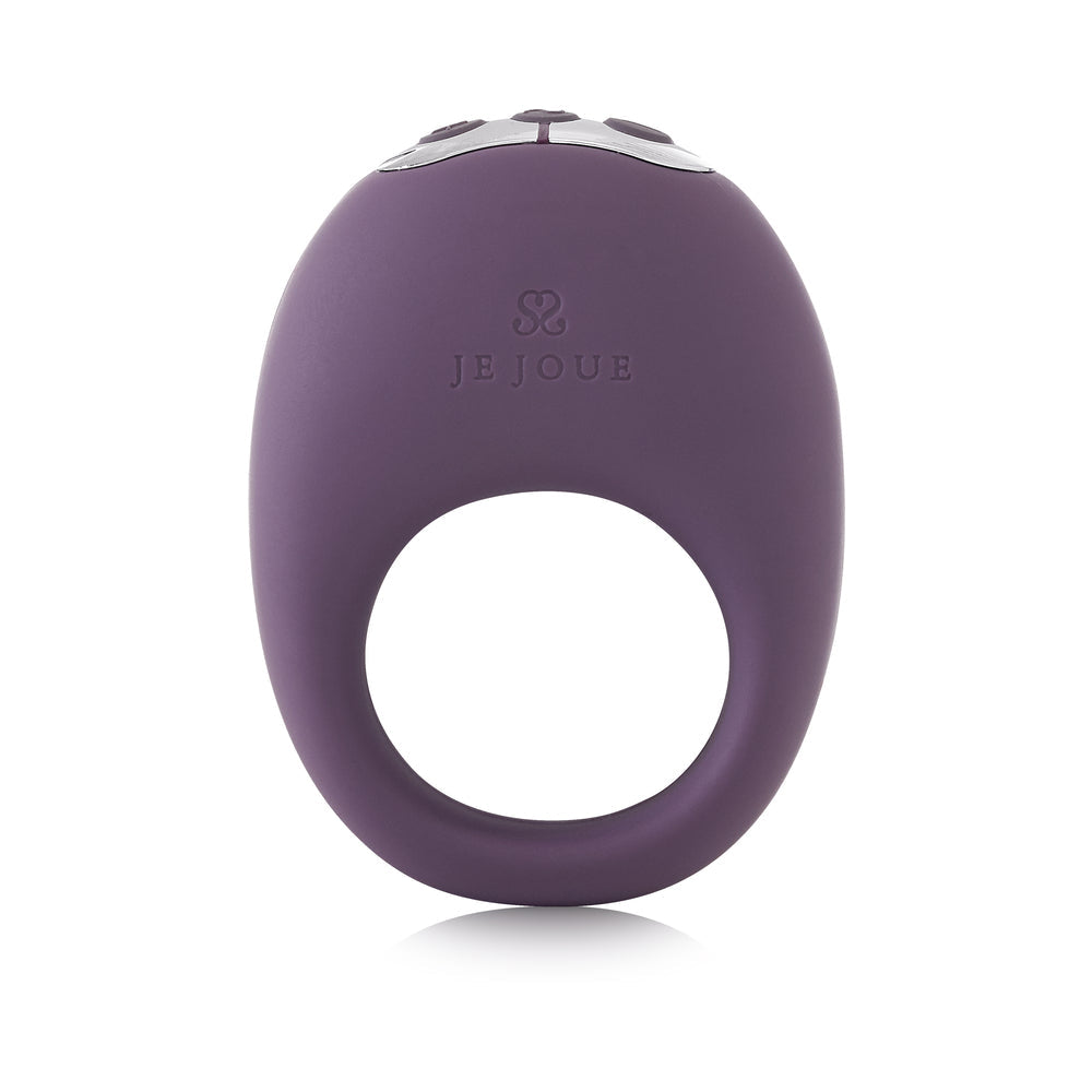 Je Joue Mio V2 Vibrating Cock Ring Purple with ergonomic design and controls for enhanced pleasure.