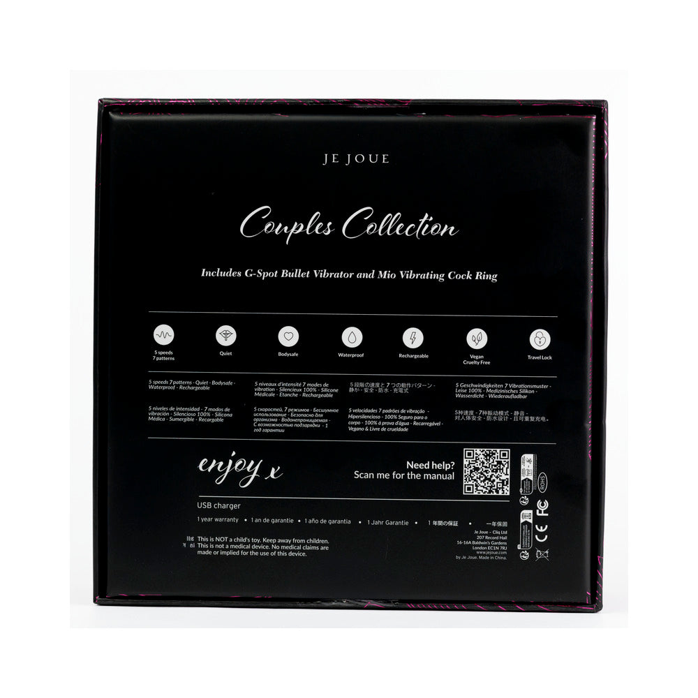 Je Joue Couples Collection Sex Toy Gift Set back packaging showing contents and features.