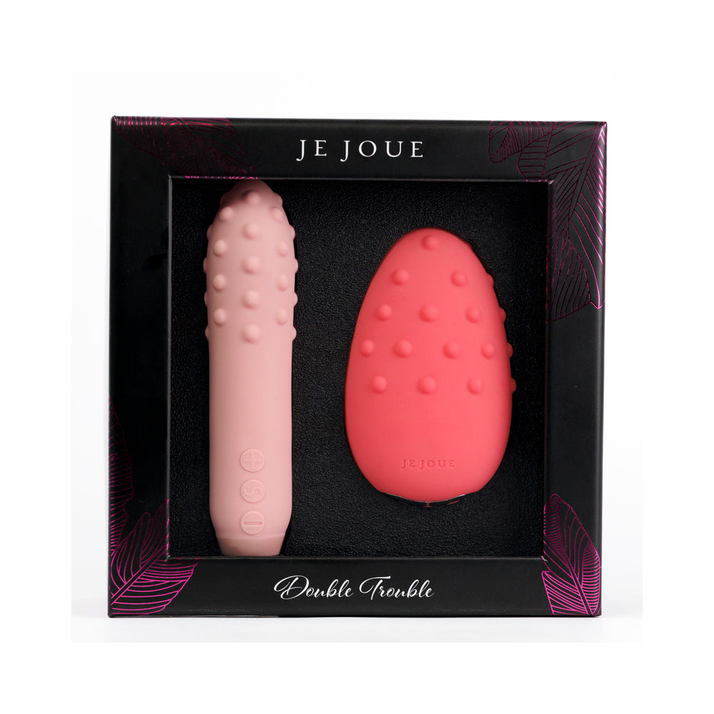 Je Joue Double Trouble Luxury Pleasure Toy in elegant packaging showcasing its design and functionality.