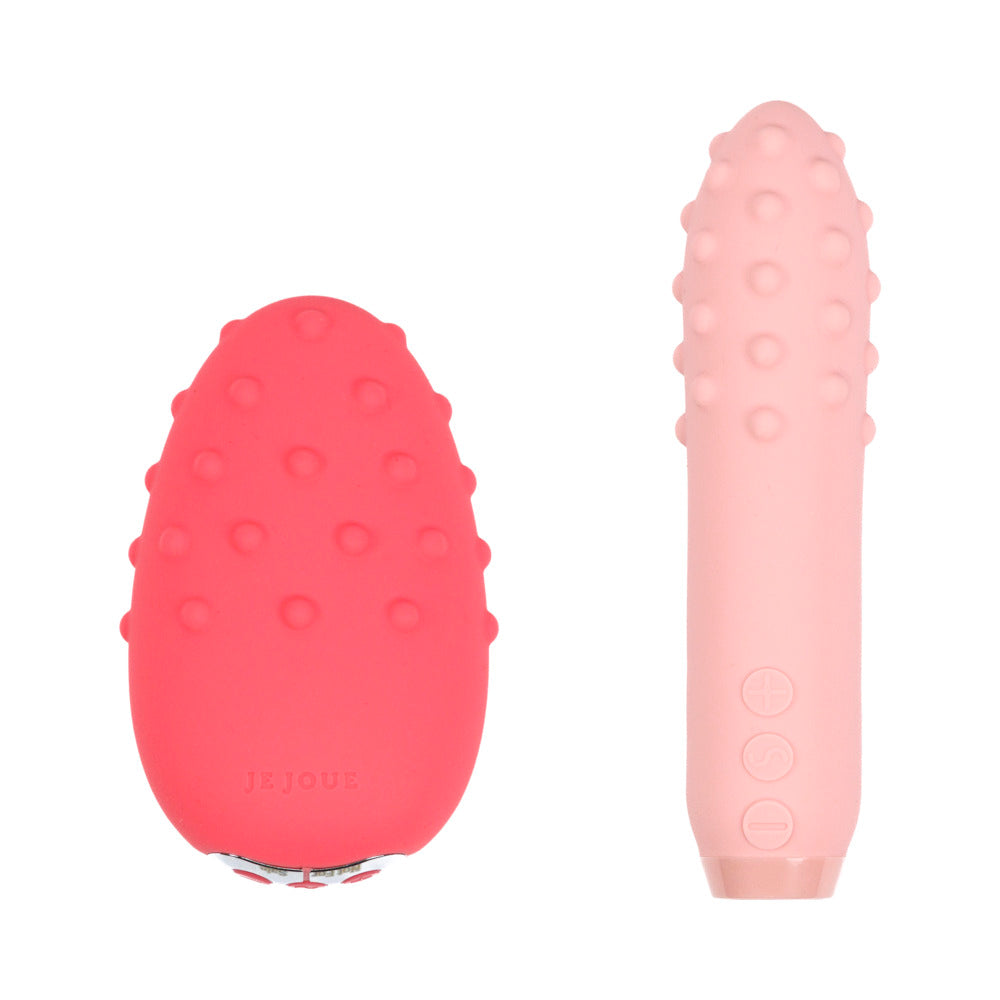 Je Joue Double Trouble Luxury Pleasure Toy featuring a textured design in pink and red.
