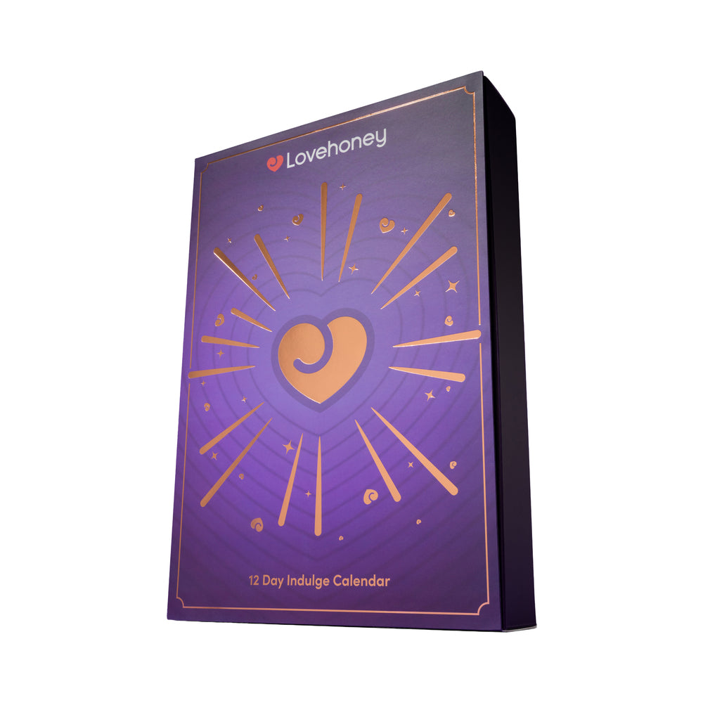 Lovehoney Indulge 12 Day Advent Calendar 2026 festive packaging with heart design and gold accents.