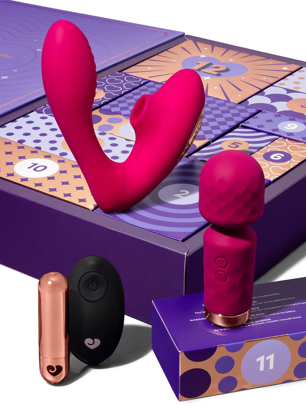 Lovehoney Indulge 12 Day Advent Calendar 2026 featuring vibrant toys and festive packaging for romantic exploration.