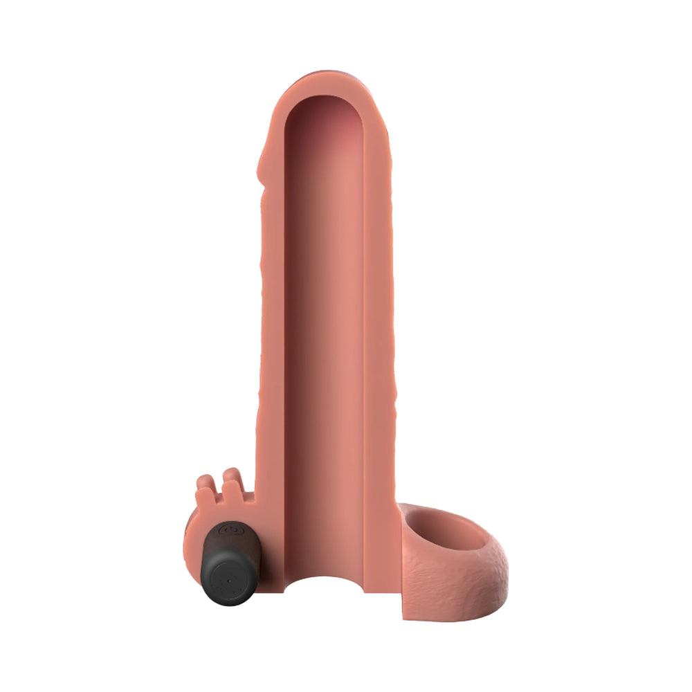 Fantasy X-tensions Vibrating Real Feel Extension 1 inch Light in soft Fanta Flesh material for enhanced pleasure.