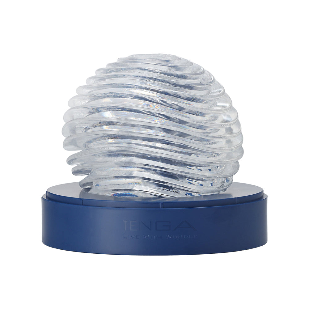Tenga Geo Aqua Masturbator Sleeve showcasing unique wave design for textured pleasure and comfort.