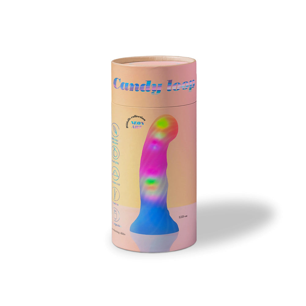 Love To Love Dildo Led Candy Loop with colorful packaging showcasing its unique design and LED features.