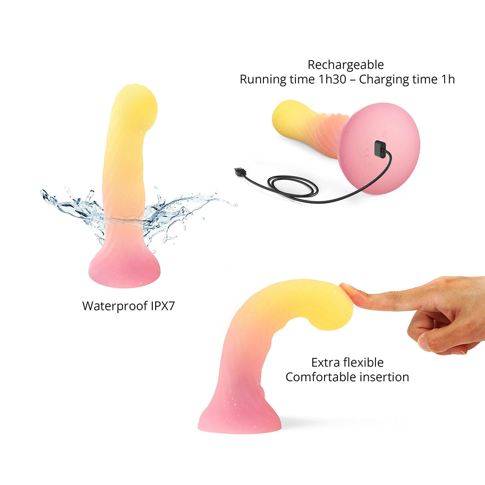 Love To Love Dildo Led Sugar Bomb features waterproof design, rechargeable, and flexible for comfortable insertion.
