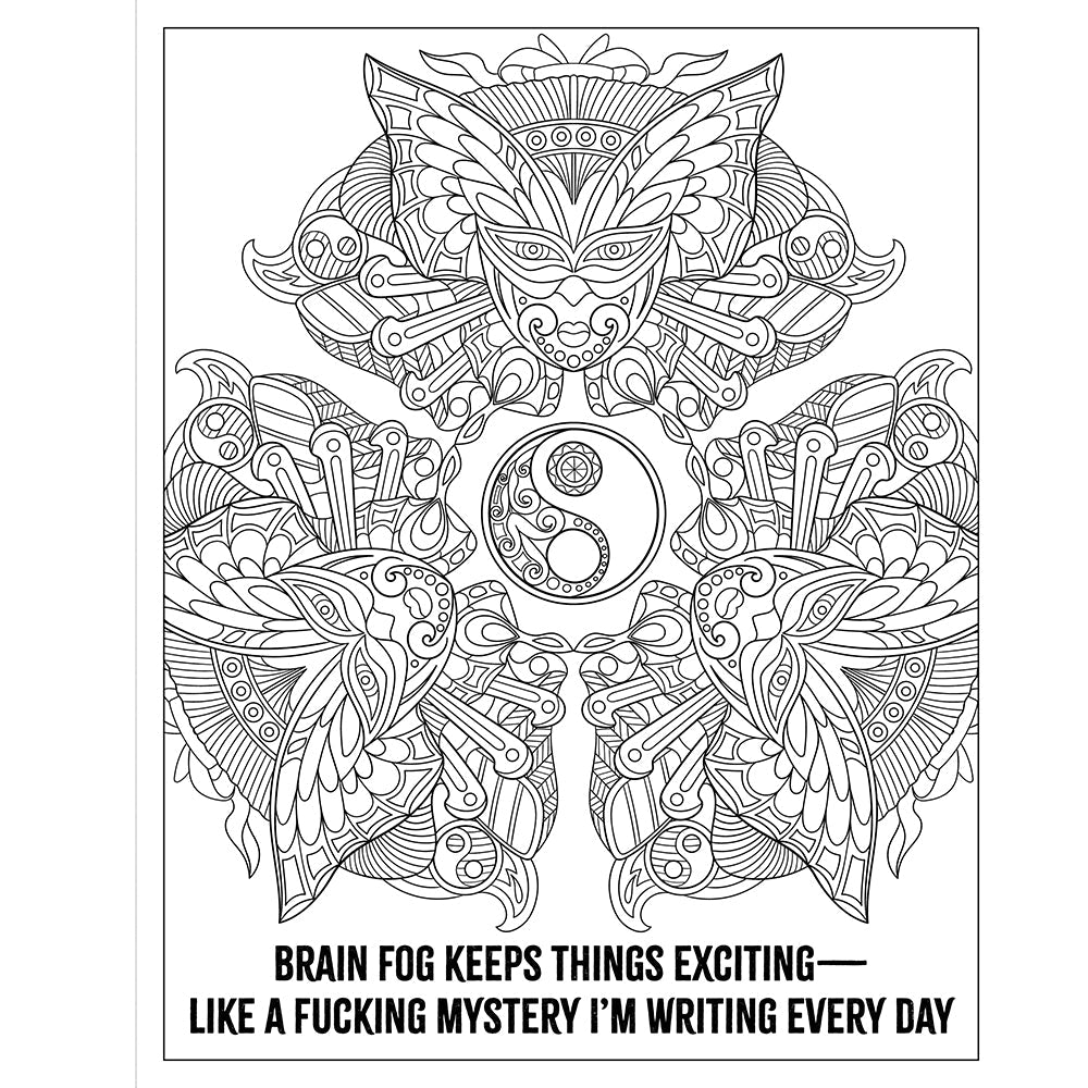 Coloring page from F*ck Menopause Sweary Coloring Book of Calming Mandalas featuring intricate mandala designs.