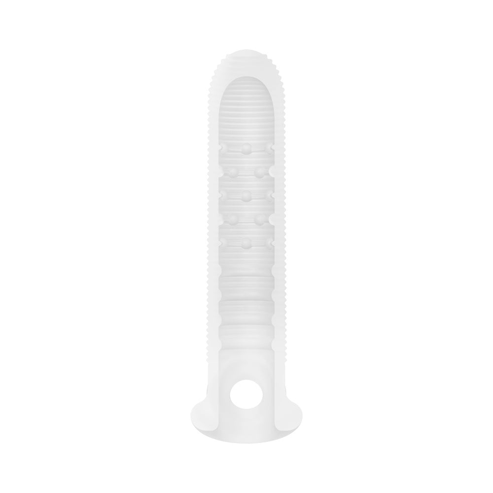 Performance Plus Stoic Silicone Penis Sheath Large - clear silicone sleeve with ribbed texture for enhanced sensation.