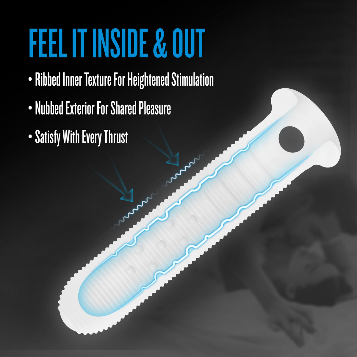 Performance Plus Stoic Silicone Penis Sheath Large with ribbed inner texture and nubbed exterior for added stimulation.