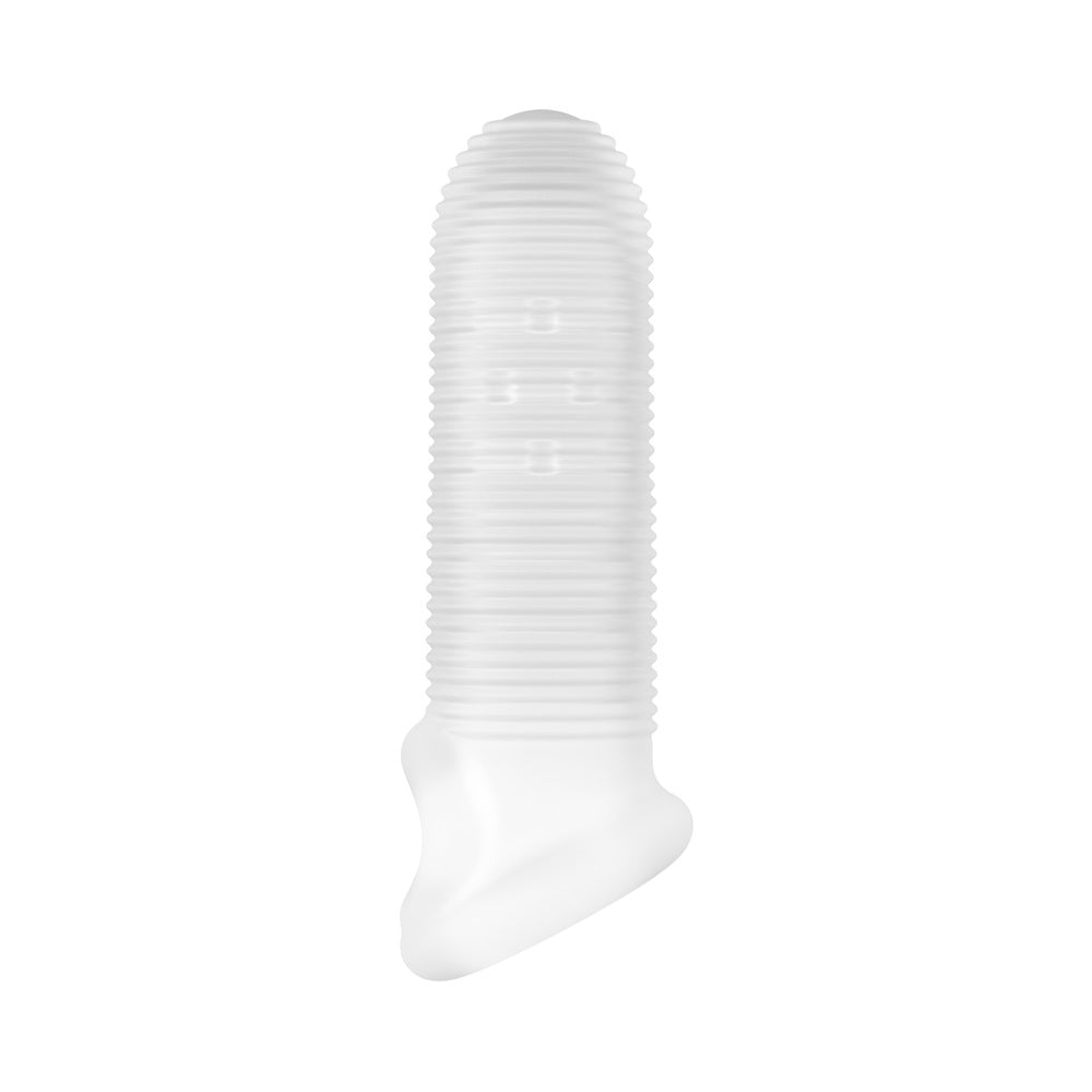 Performance Plus Mercenary Silicone Penis Sheath Small in clear silicone with ribbed texture for added sensation.