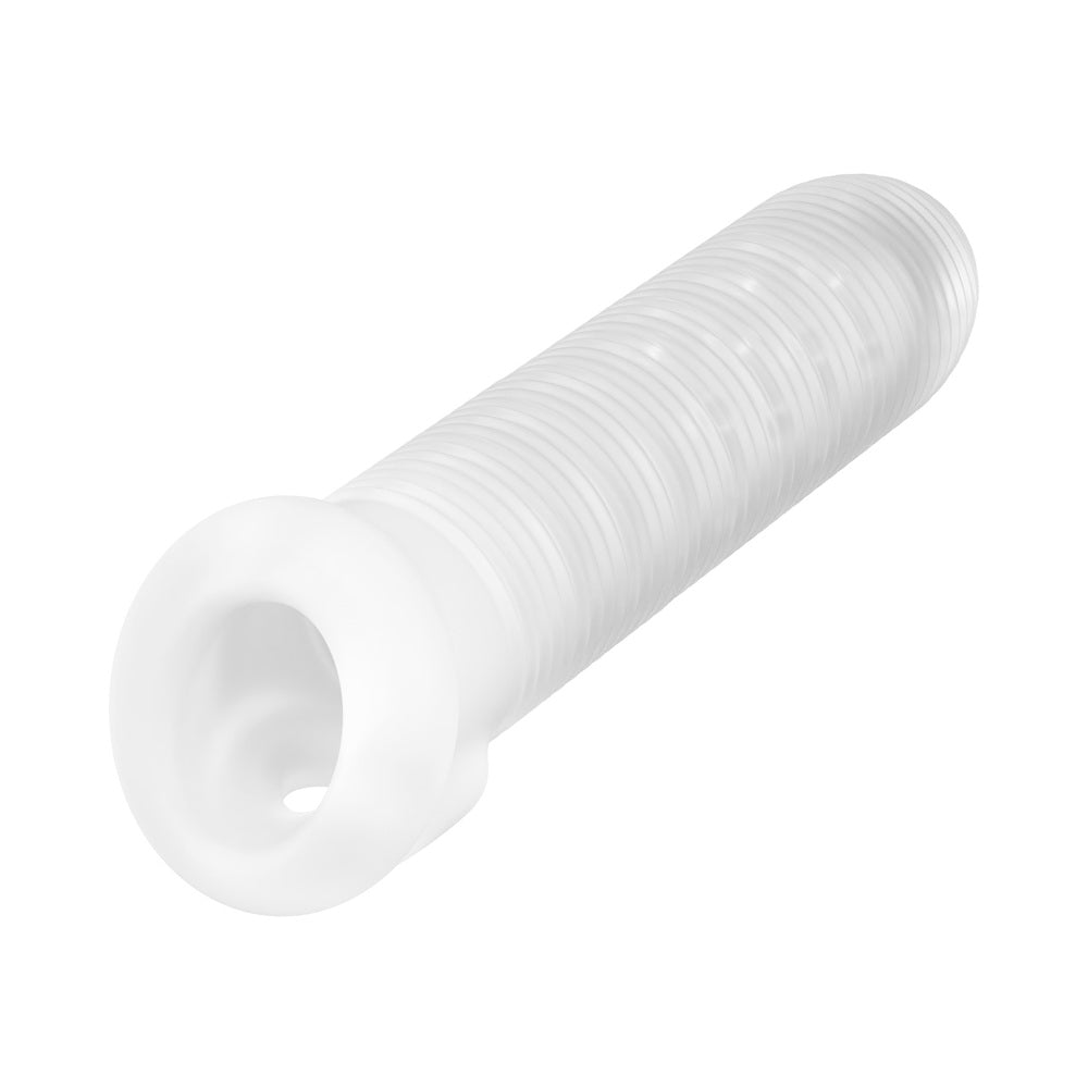 Performance Plus Covert Silicone Penis Sheath Medium, clear silicone sleeve designed to enhance girth and confidence.