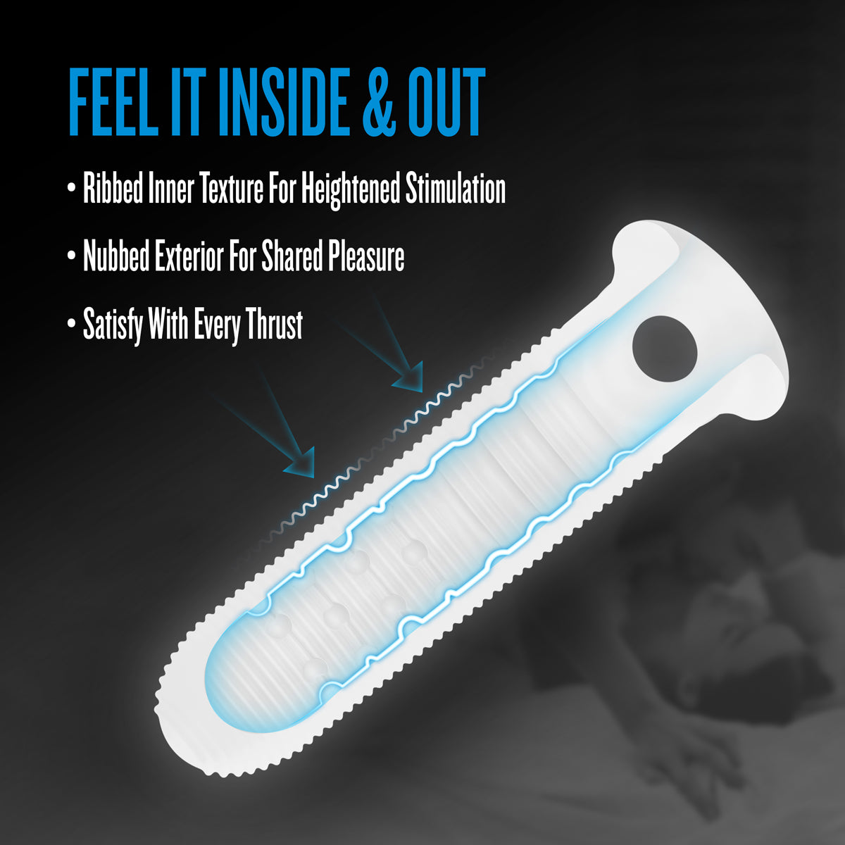 Performance Plus Covert Silicone Penis Sheath Medium with ribbed texture for stimulation and nubbed exterior for pleasure.