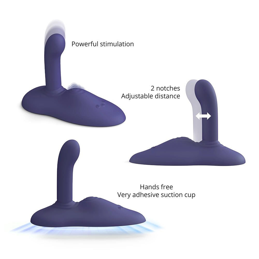 Love To Love Gofast Thrusting Vibrator Midnight Indigo features powerful stimulation and hands-free design with adjustable suction cup.
