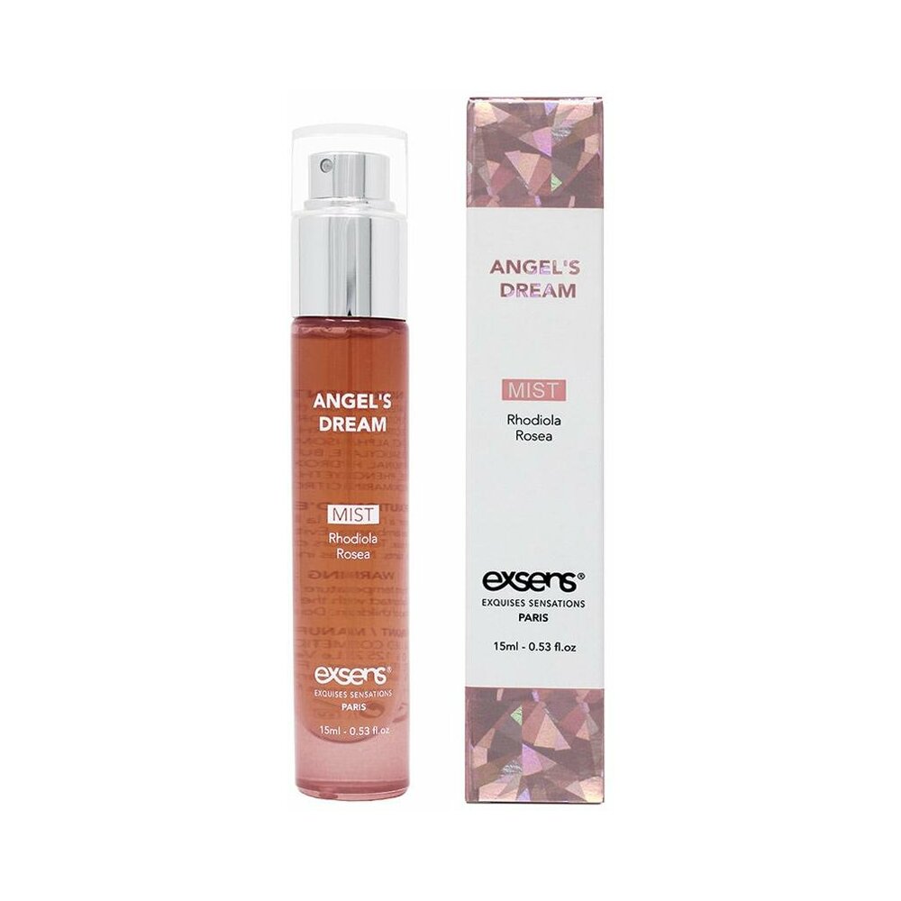 Exsens Pheromone Mist Angel's Dream 0.5 Oz bottle and packaging on a white background.