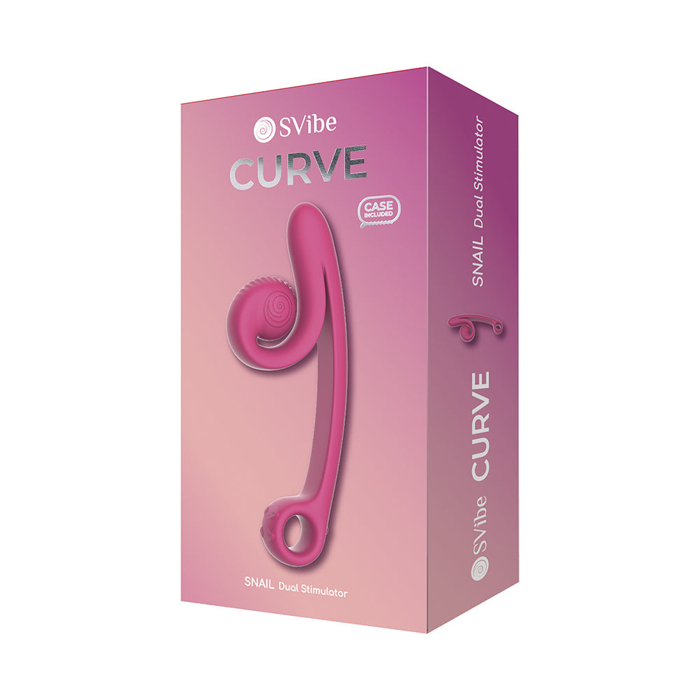 SVibe Snail Curve Dual Vibrator Pink packaging showing ergonomic design and text for dual stimulation.