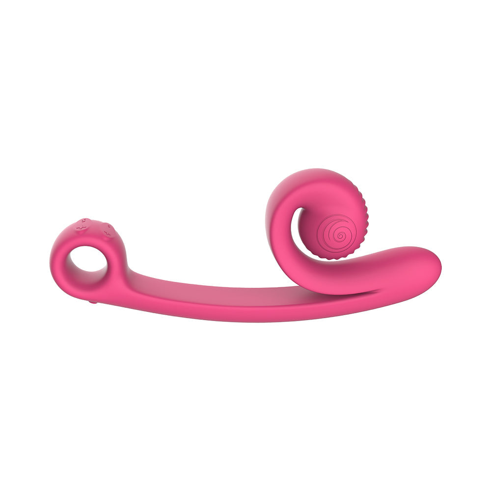 SVibe Snail Curve Dual Vibrator Pink showcasing its ergonomic design for G-spot and clitoral stimulation.