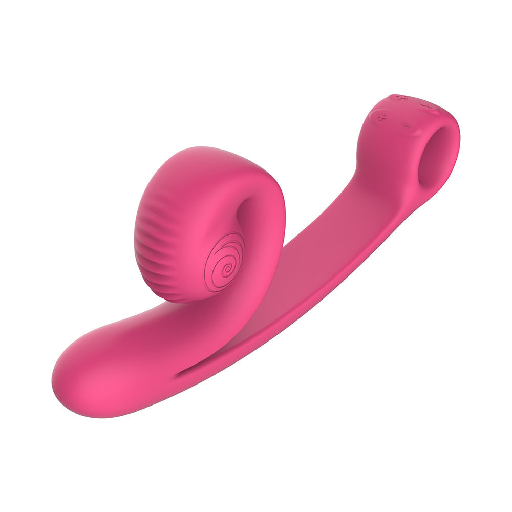 SVibe Snail Curve Dual Vibrator Pink with ergonomic design for dual stimulation and textured clitoral head.