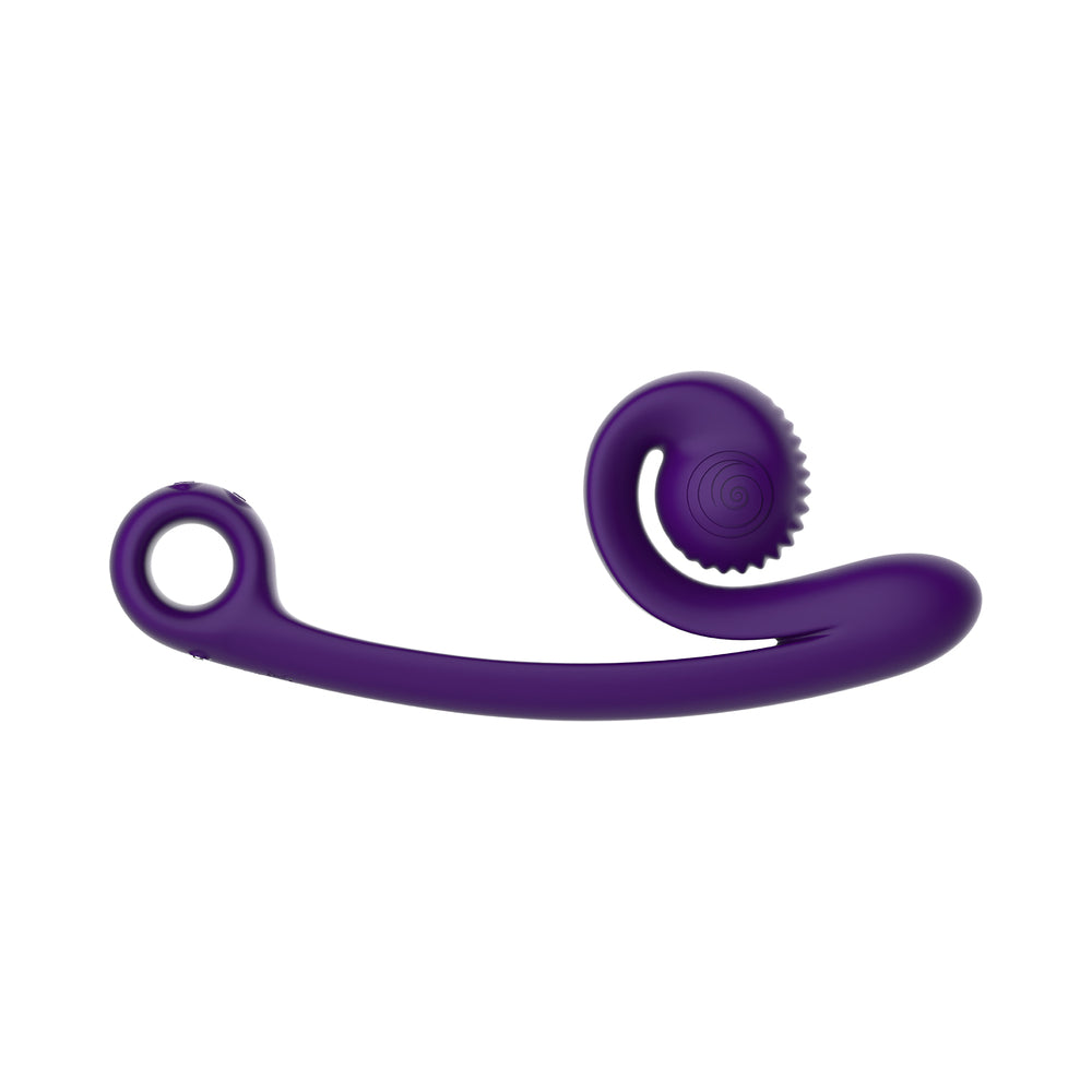SVibe Snail Curve Dual Vibrator Purple, ergonomic design for dual stimulation and textured clitoral head.