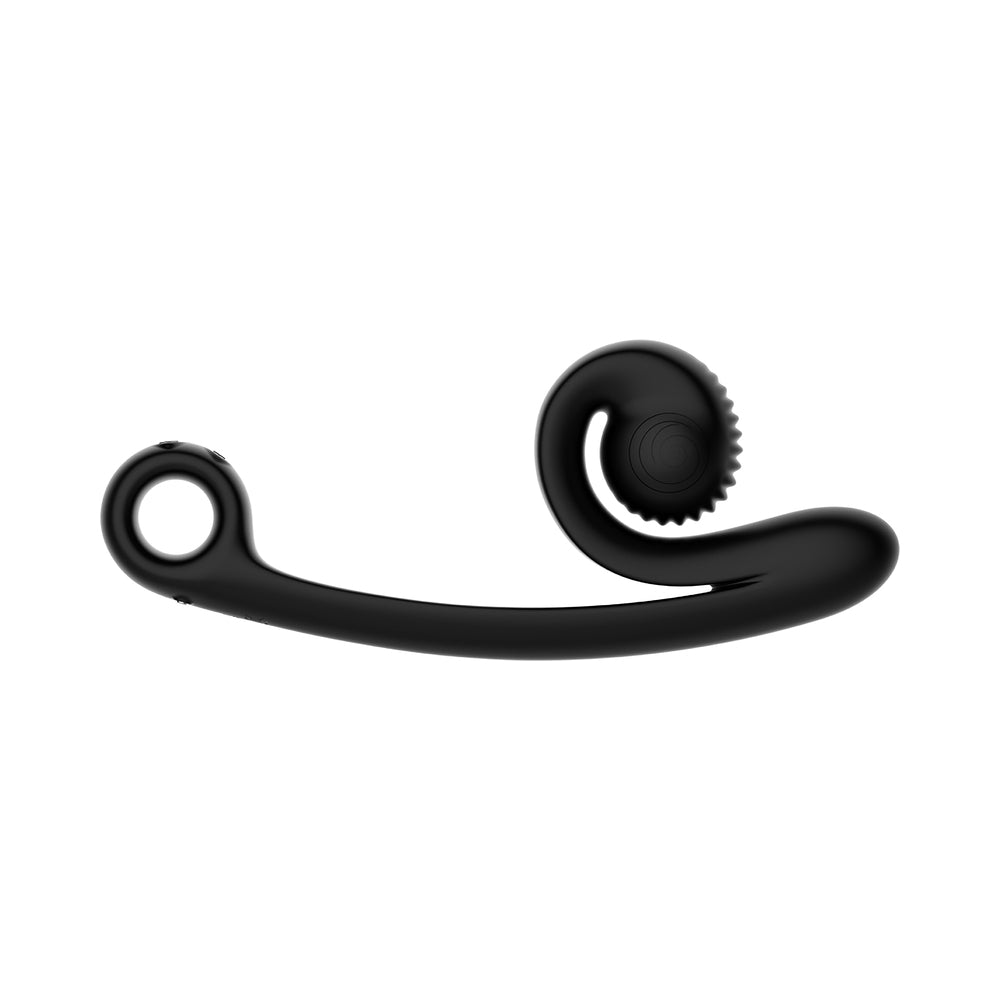 SVibe Snail Curve Vibrator Black showcasing its ergonomic design and textured clitoral stimulator.